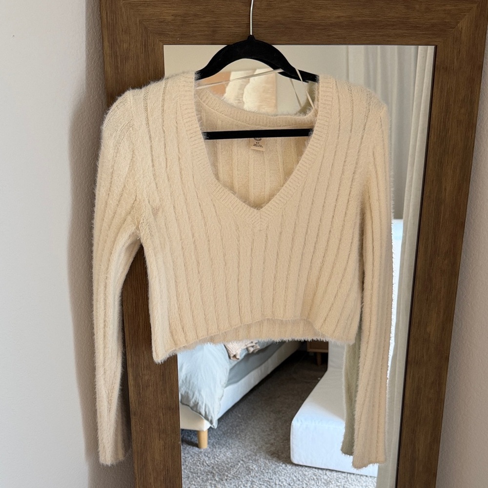Urban Outfitters Cream V-Neck Sweater